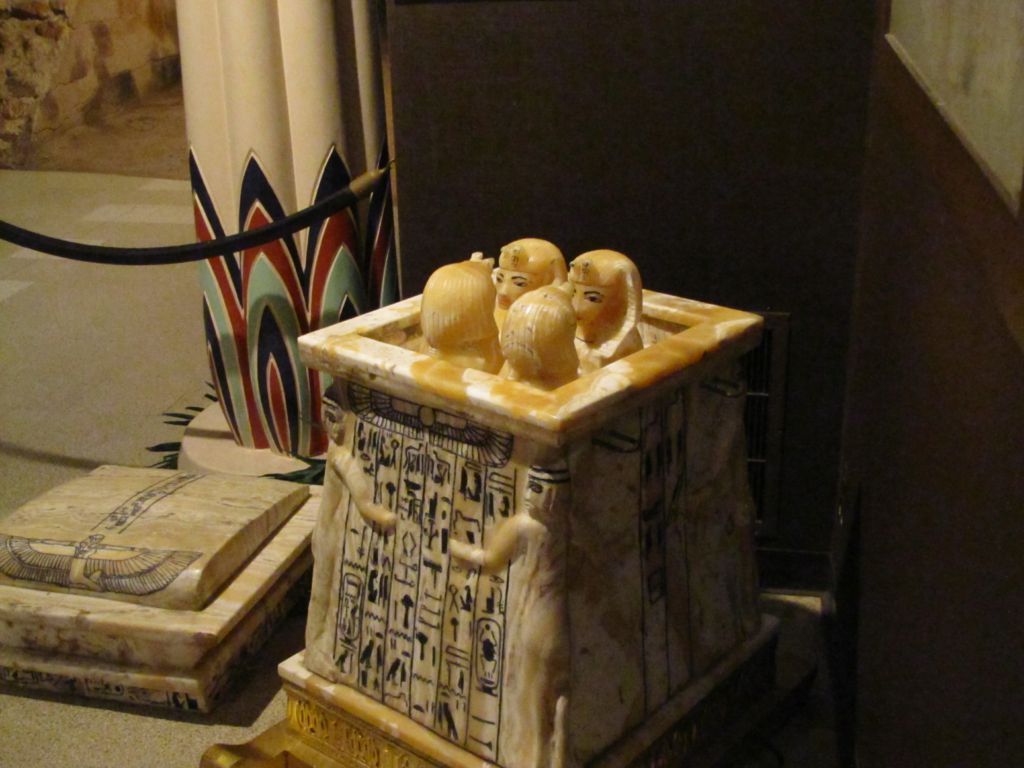 Photo of Canopic Jars in their sculpted display