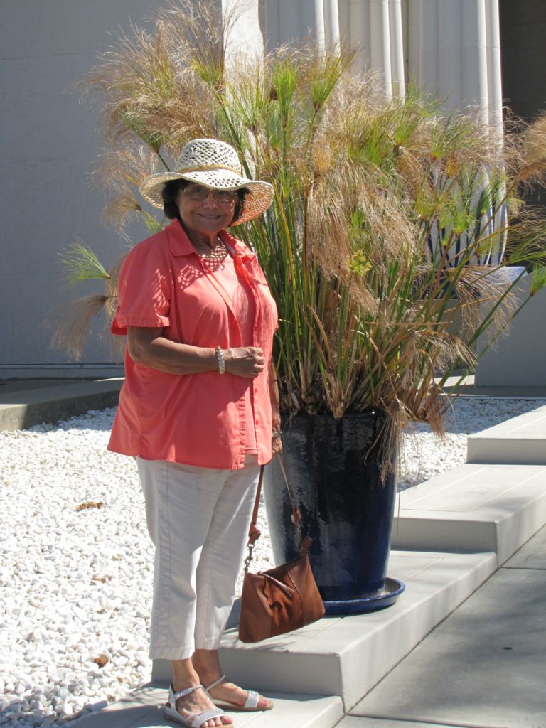 Photo of Gloria in front of the Egyptian Museum
