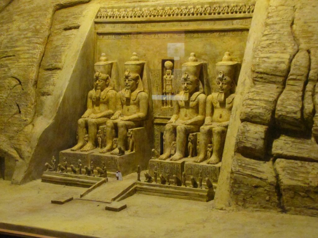 Photo of a scale model of an Egyptian Temple