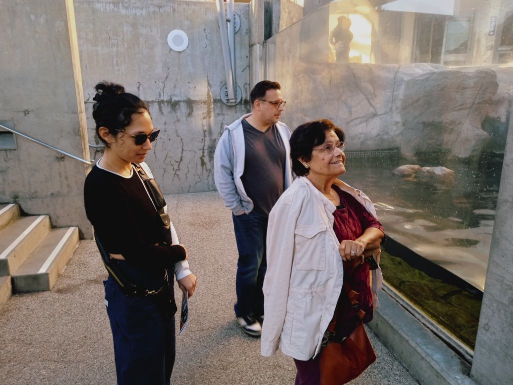 Photo of Alyssa, Marc, and Gloria watching seals.