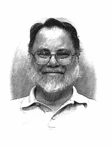 Black and White illustration, looking like an etching, of Kurt Fillmore